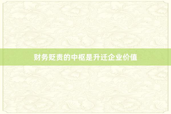 财务贬责的中枢是升迁企业价值